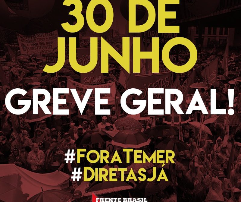 Em apoio à greve geral, não abriremos no dia 30 de junho